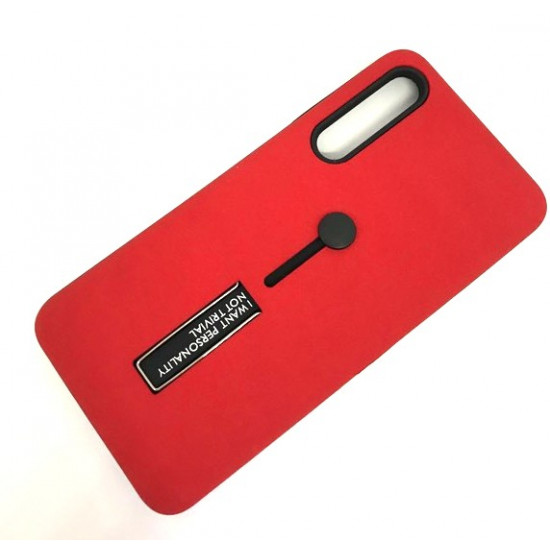 Capa Silicone Dura Kickstand Com Alça De Dedo Huawei P20 Plus / P20 Pro Vermelho